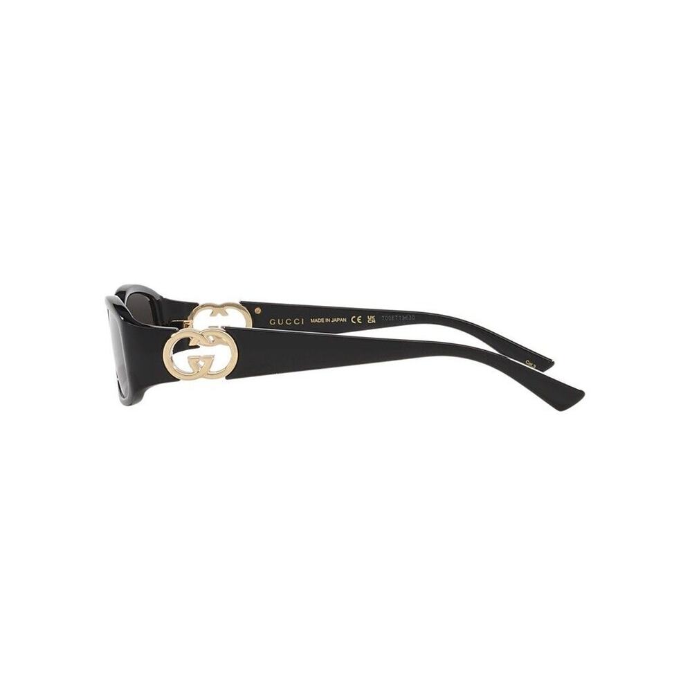 GUCCI GG1661S 001 Black Gold Grey Rectangle Unisex Sunglasses AUTHENTIC - Picture 4 of 10